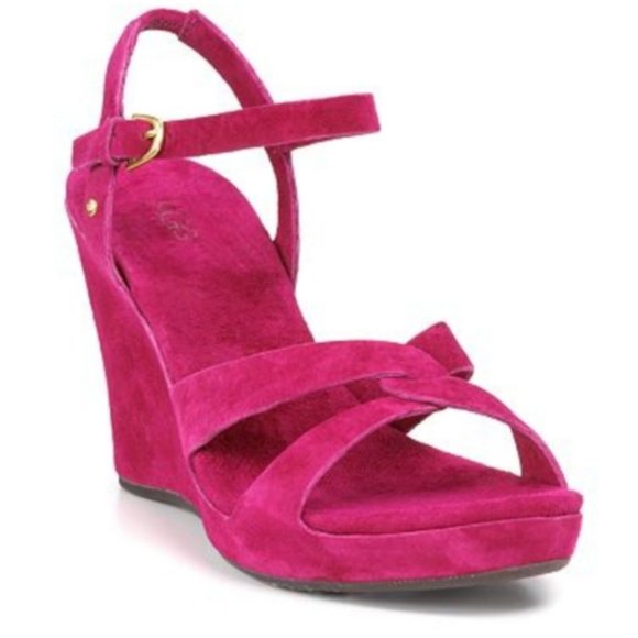 UGG Shoes - NWT UGG Arianna Pink Suede Wedge Sandal Size 8.5